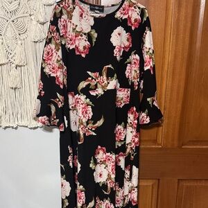 Floral Black and Pink Dress